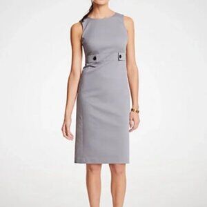 Cotton Sateen Button Tab Sheath Dress